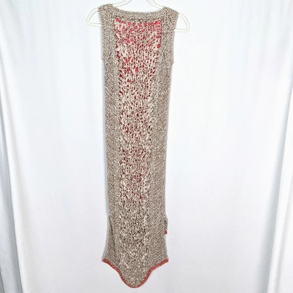 Rachel Roy Crochet Netted Open Knit High Low Midi Dress Bohemian Festival Hippie - Picture 2 of 11